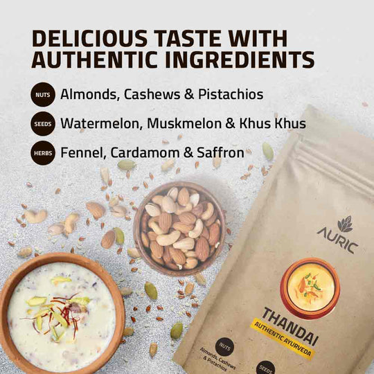 Auric Instant Ayurvedic Thandai Powder | Real Nuts, Seeds and Spices | 250 g