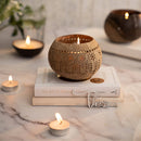 Eco Friendly Handcrafted Brown Coconut Shell Candle Holder