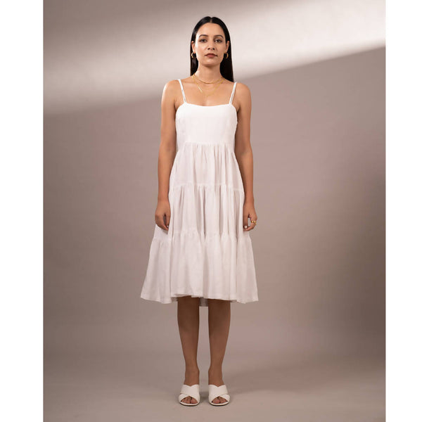 Handcrafted Tencel Twill Dress | White