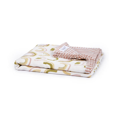 Baby Blanket | Organic Cotton Muslin & Natural Dyes | White & Pink