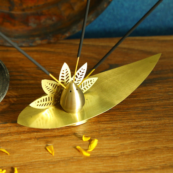 Brass Incense Holder | Antique Gold Finish