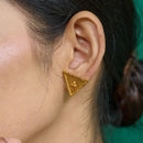 Brass Stud Earrings | Triangle | 22K Gold Plated