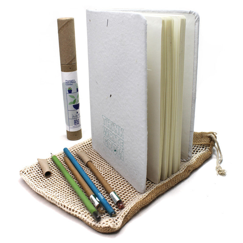 Stationary Kit | Seed Pens & Pencils | Diary Notebook | Set of 6