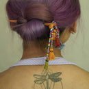 Wooden Hair Stick | Cotton Tassels | Multicolour