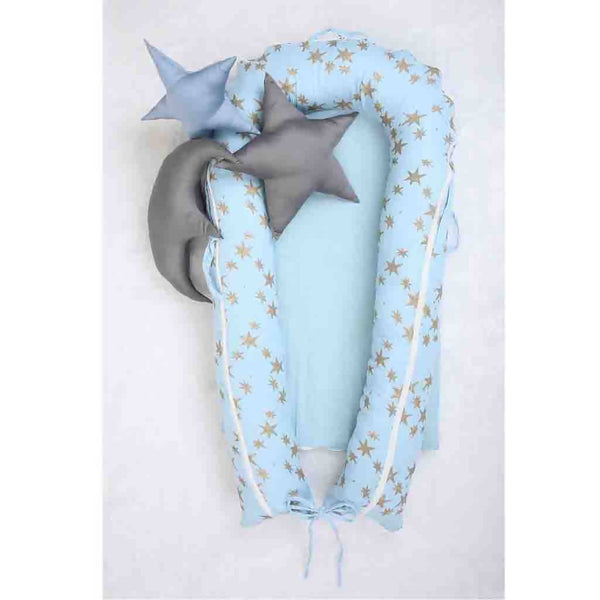 Newborn Baby Gifts | Organic Cotton Nest Bed | Blue