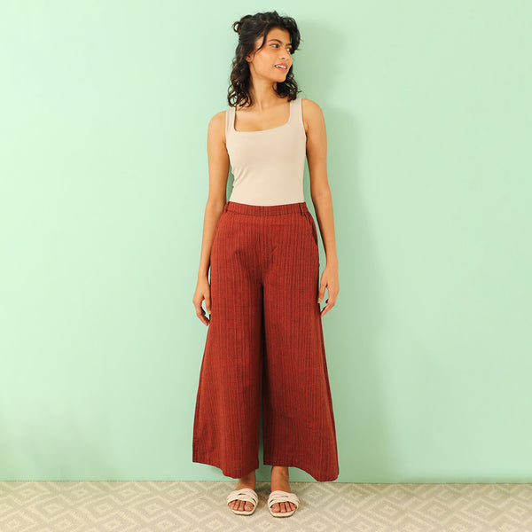 Pure Cotton Flared Pants | Maroon