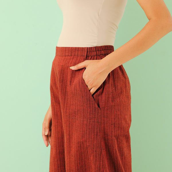 Pure Cotton Flared Pants | Maroon