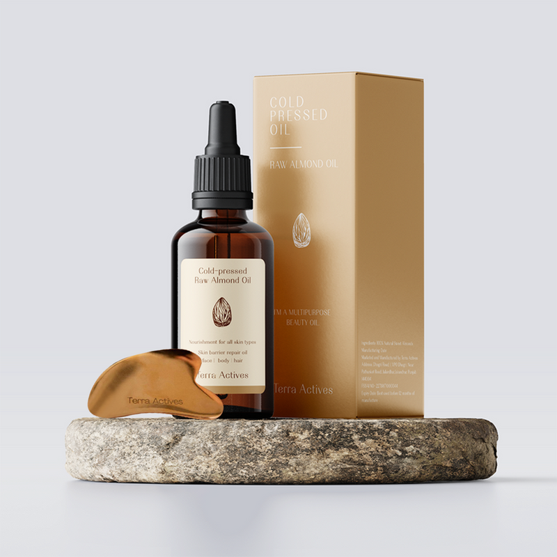 Raw Almond Oil & Kansa Gua Sha Combo | Set of 2