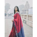 Maheshwari Cotton Silk Saree | Red & Blue