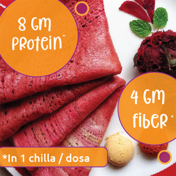 millets Instant Chilla, Dosa Mix With Beetroot Protein Sprouted Lentils | Pack of 2