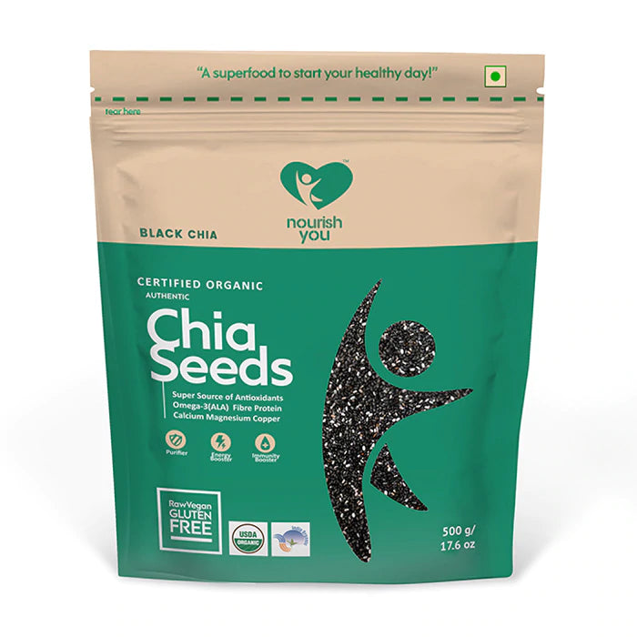 Black Organic Chia Seeds | Gluten Free | Strengthening of Bones | 500 g