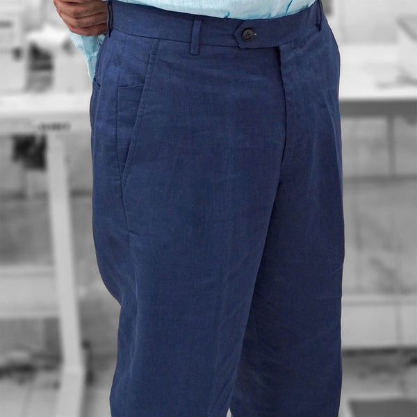 Men Regular Fit Blue Pure Linen Trousers Price in India Full  Specifications  Offers  DTashioncom