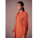 Handcrafted Tencel Modal Long Shirt | Sunset Orange