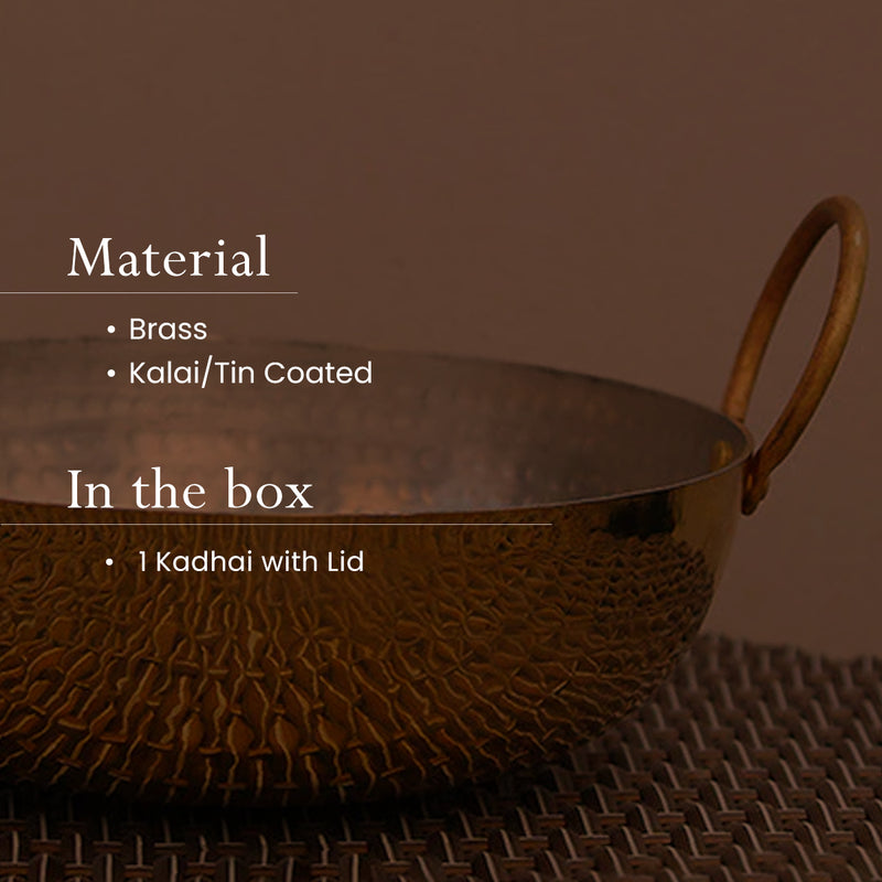 Brass Utensils | Brass Cookware | Kadai with Lid | 1.5 Litre