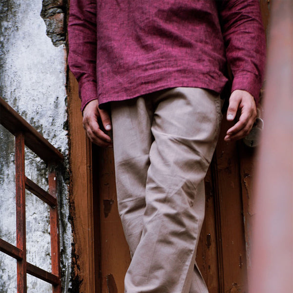 Cotton Linen Pants | Brown