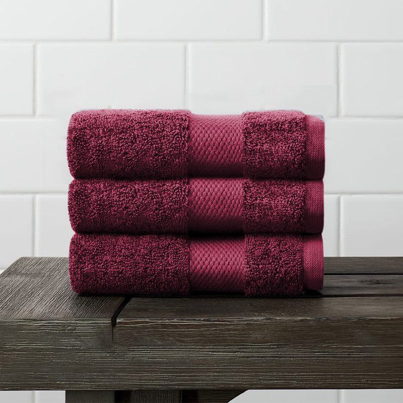 Organic Cotton Face Towel |Set of 3|  Burgundy