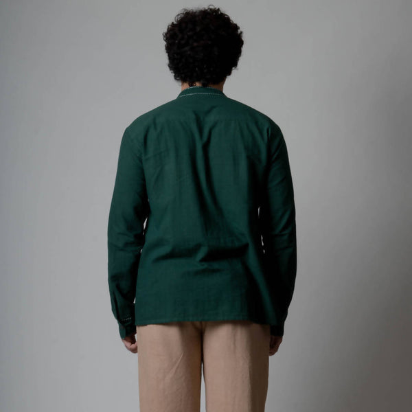 Handwoven Pure Cotton Basic Shirt | Green