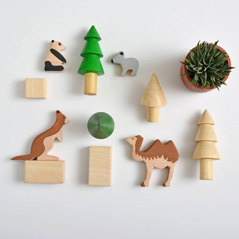 Birch and Bug Wooden Animal Toys for Kids | BPA Free | Set of 4