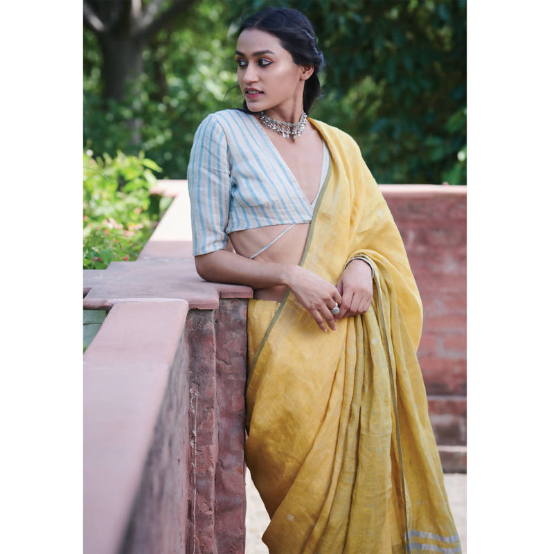 Pure Linen | Jamdani Saree | | Yellow