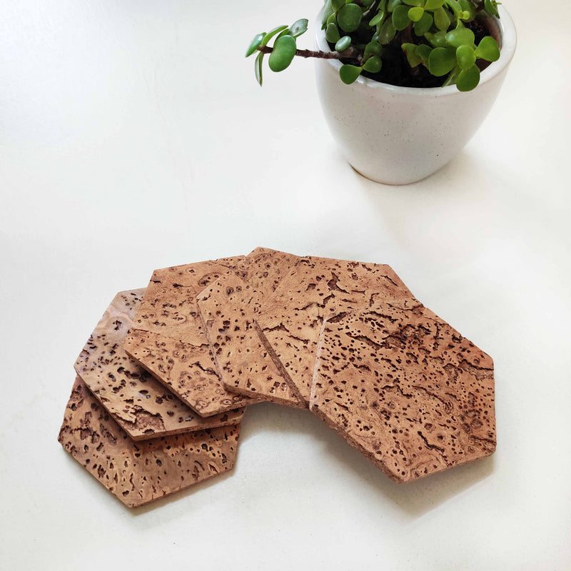 Natural Cork Coasters Set of 6