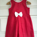 Birthday Dress | Linen Dress for Girls | Bow Style | Red