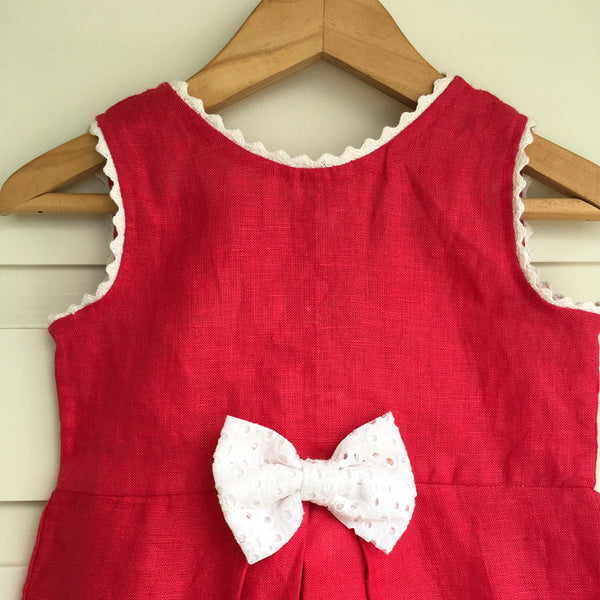 Linen Bow Dress | Red