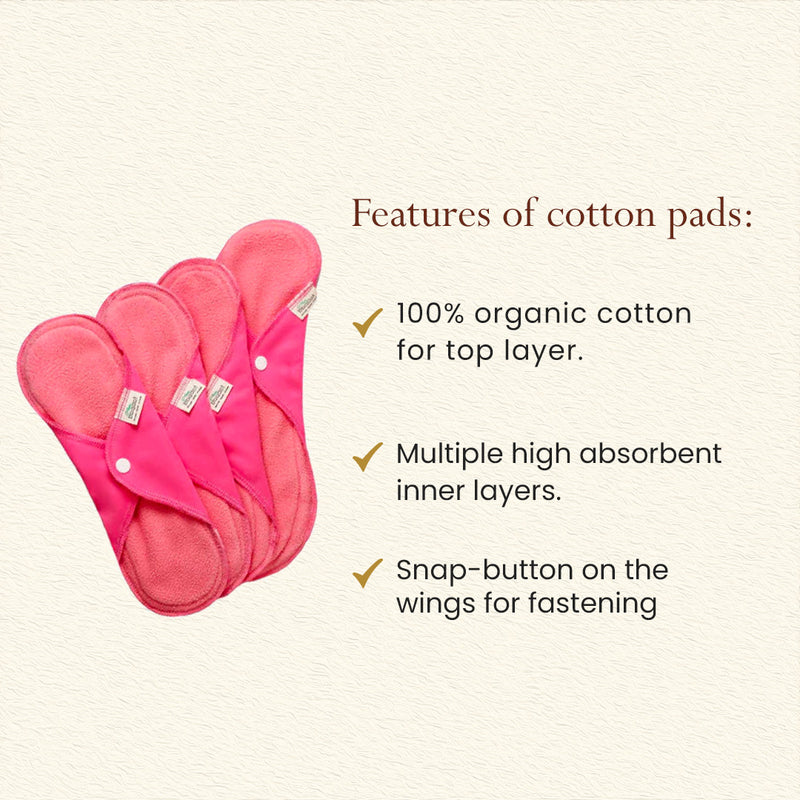 Reusable Sanitary Pads | Cotton Cloth Pads | Pack of 4