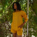 Linen Co Ord Set | Shirt & Shorts | Mustard