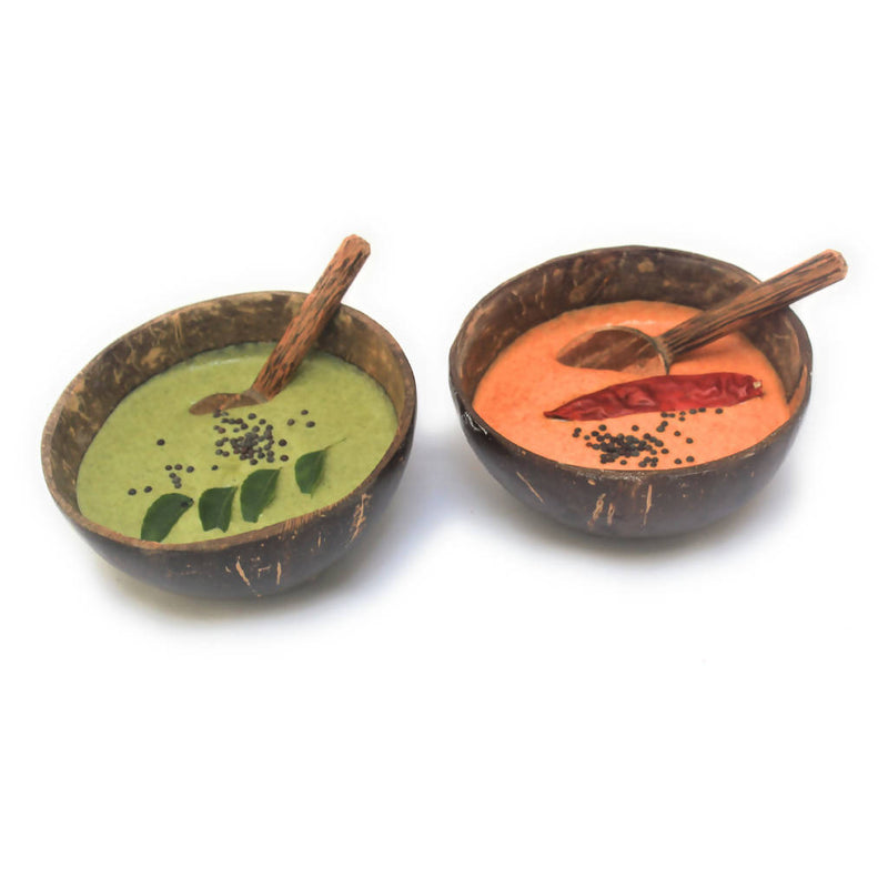 Handcrafted Mini Coconut Shell with Spoon Set of 2.