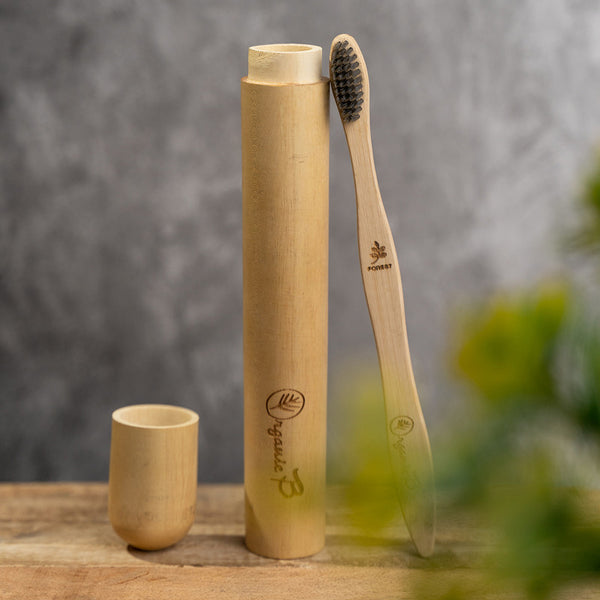 Bamboo Toothbrush with Travel Case | Charcoal Bristles