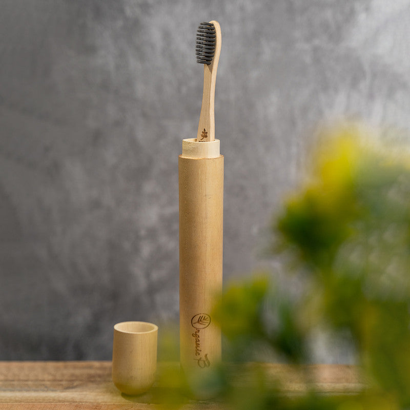 Bamboo Toothbrush with Travel Case | Charcoal Bristles