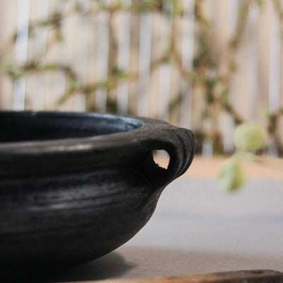 Blackened Clay Urli Pot For Cooking | Dia- 11.5 inches