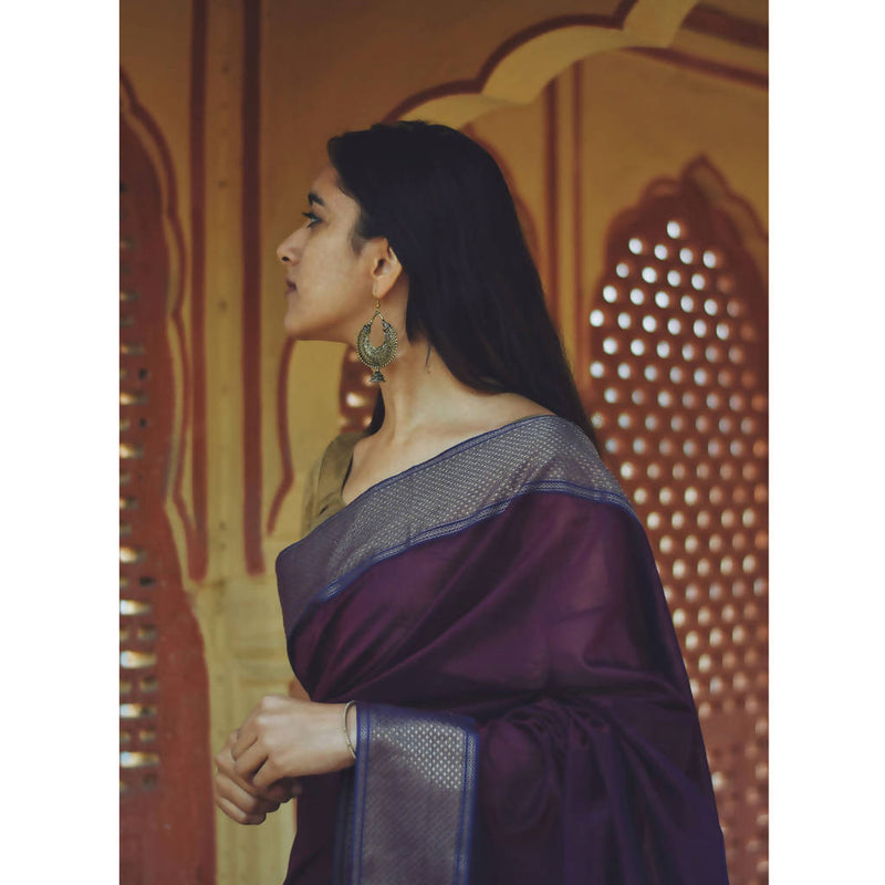 Festive Wear | Maheshwari Cotton Silk Saree | Purple