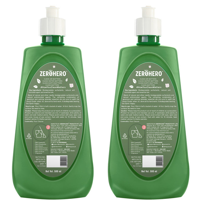 Floor Cleaner | Geranium & Lavender | Eco Friendly | 500 ml | Pack of 2