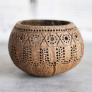 Eco Friendly Handcrafted Brown Coconut Shell Candle Holder