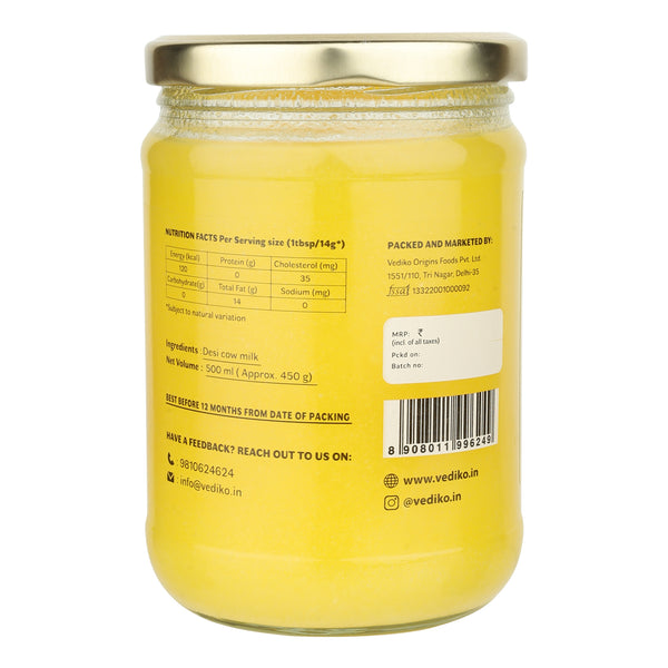 A2 Cow Ghee | Processed with Vedic Bilona | 500 ml