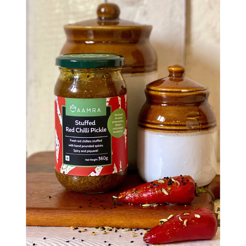 Handmade Stuffed Red Chilli Pickle | 180 g