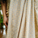 Handwoven Mul Cotton Saree with Barati Print | Beige