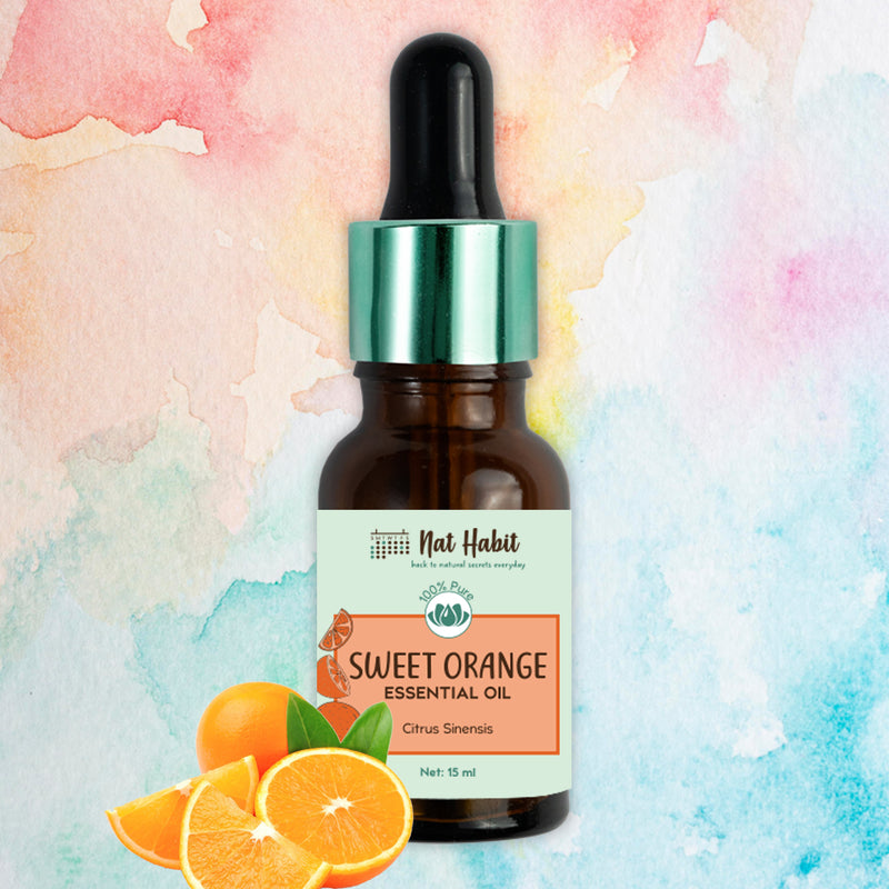 Nat Habit Pure Sweet Orange Essential Oil | Anti Aging & Blemish | 15 ml