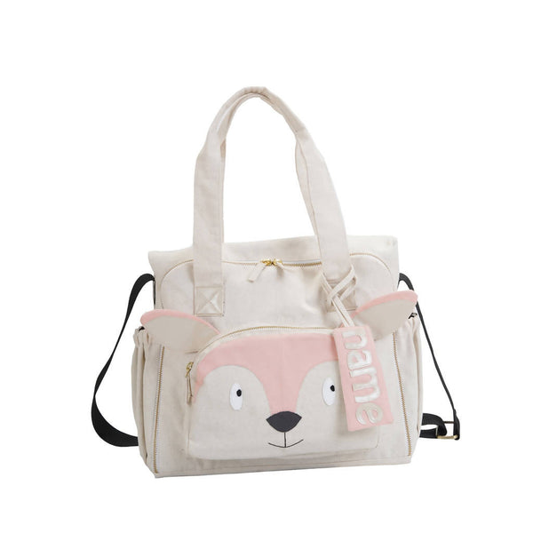 Organic Canvas Baby Bag | Diaper Bag | Fox Pattern | Cream