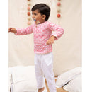 Organic Cotton Printed Kurta Set for Boys | White & Red