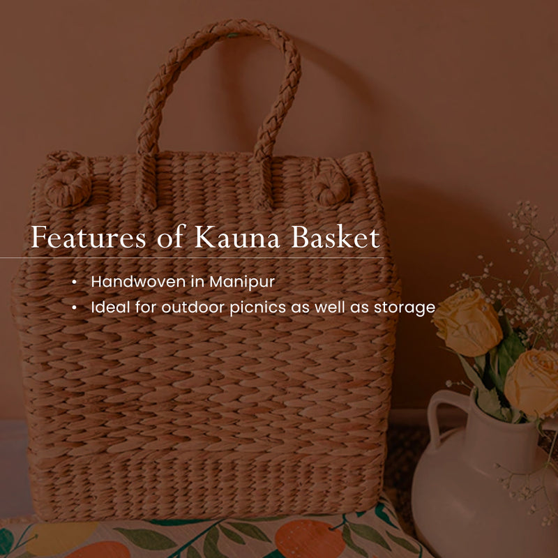 Kauna Grass Basket | Kitchen & Storage Basket | LxBxH-32x25x30 cm