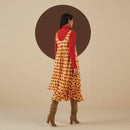 Modal Satin Darlene V-Neck Print Dress | Yellow