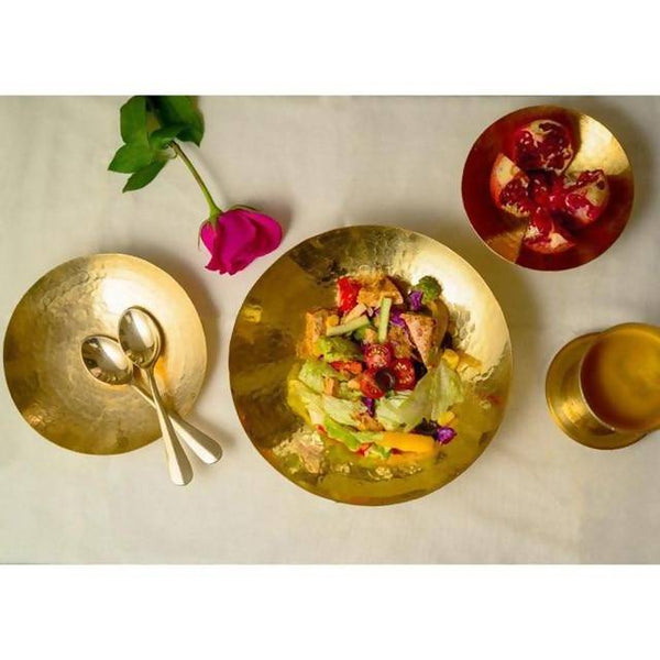 Brass Utensils | Brass Plate | Curved Hammered Finish