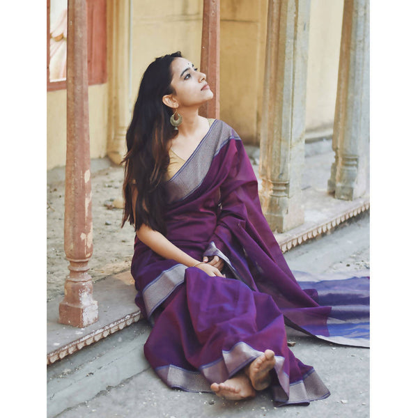 Festive Wear | Maheshwari Cotton Silk Saree | Purple