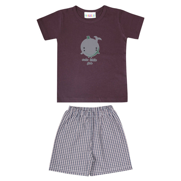 Organic Cotton T-shirt & Short Set for Baby | Burgundy & Grey