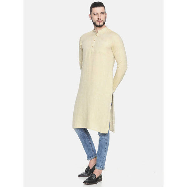 Hemp Slim Fit Long Kurta | Fawn