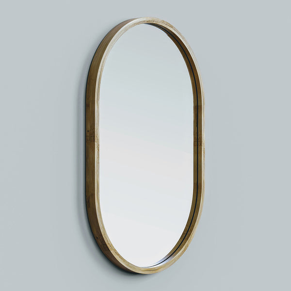 Bamboo Small Oval Mirror | Beige