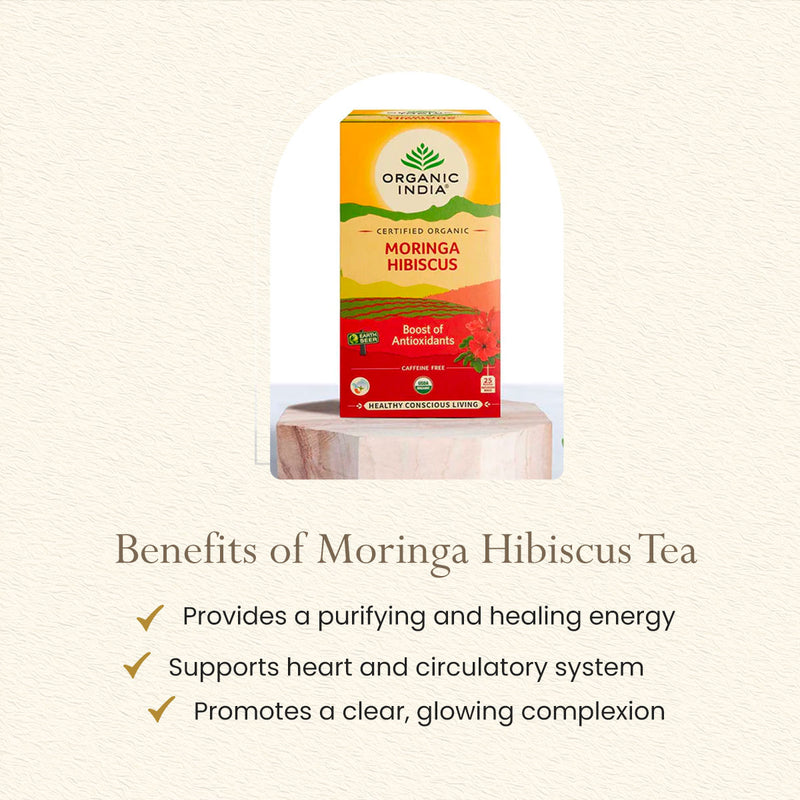 Moringa Hibiscus Tea | Boost of Antioxidants | 25 Tea Bags