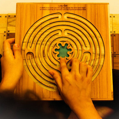 Handcrafted Teakwood Labyrinth Opening to Higher Consciousness